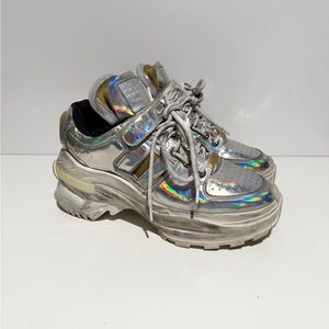 Maison Martin Margiela Holographic Silver Platform Sneakers